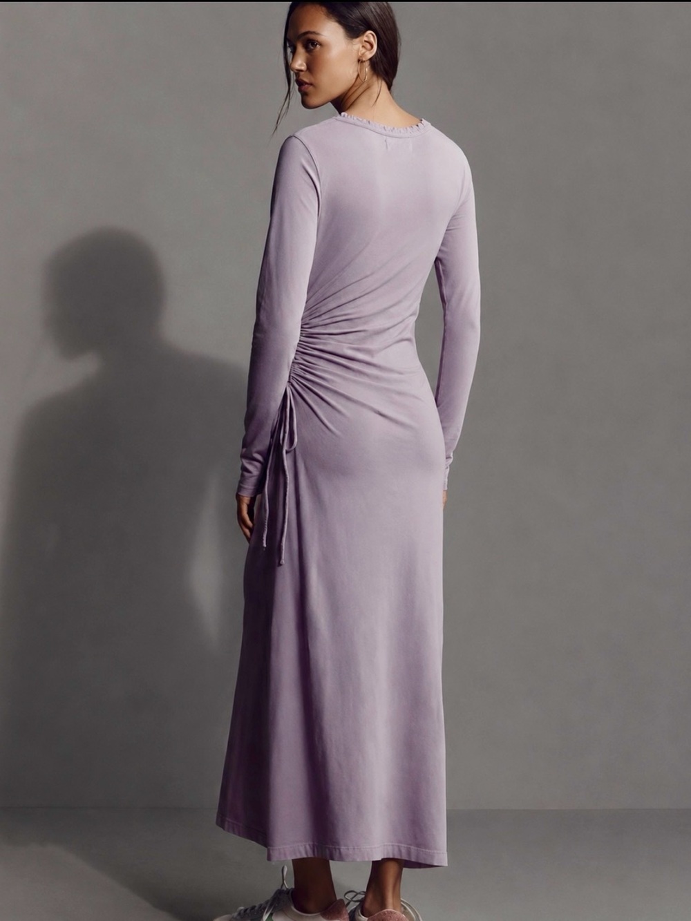Anthropologie DAILY PRACTICE Pink Ruched Long Sleeve Maxi Dress Size S - Picture 7 of 13